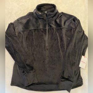 NWT Juicy Couture Sport Black Velour Half Zip Pullover Size LARGE